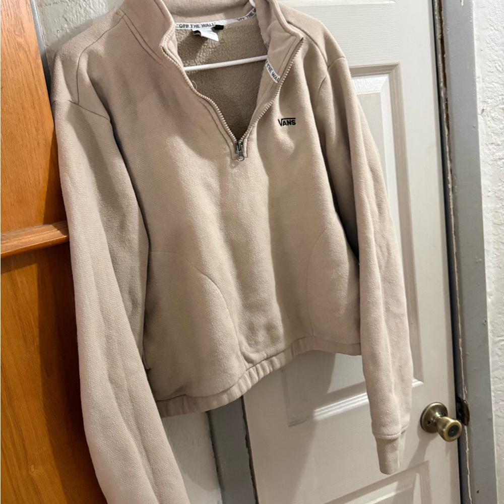 Vans Women's Beige Quarter-Zip Sweater
